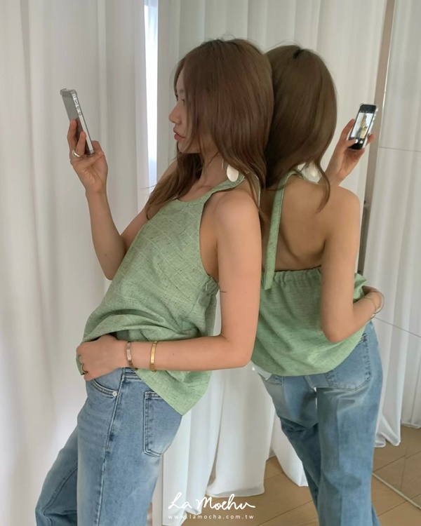 削肩掛脖小香背心